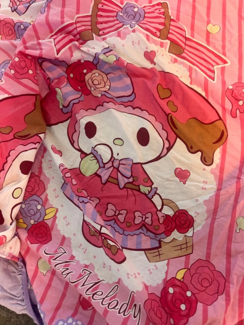 3 piece set My melody hello kitty set duvet cover fitted sheet pillowcases